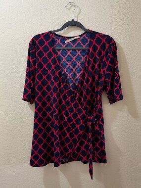 Printed Wrap Top Tie Waist